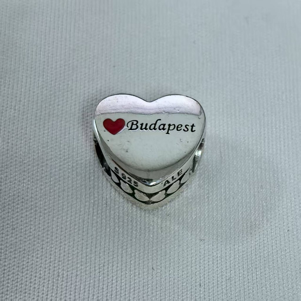 Pandora I Love Budapest Heart Charm Travel Pendant, S925 Silver Jewelry